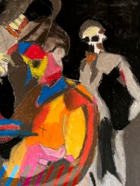 a painting of a group of people in different colors