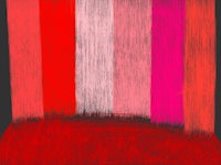 a drawing of a room with red and pink stripes