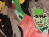 a painting of a woman with a green face and a man with a green face