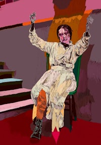 an illustration of a woman sitting on a chair