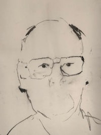 a drawing of an older man with glasses