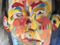 an abstract painting of a man's face