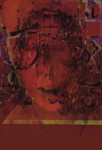 an abstract painting of a woman's face