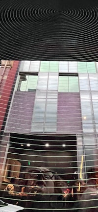 a view of a building through a window