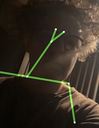 a person's face with a green line drawn on it